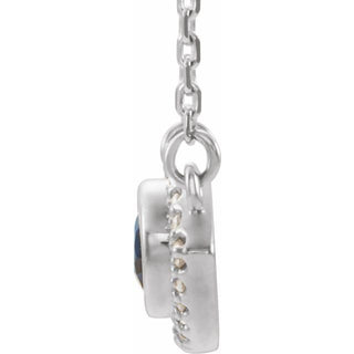 Platinum Natural Blue Sapphire & Natural White Sapphire Evil Eye 18" Necklace