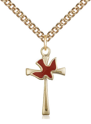 14kt Gold Filled Cross / Holy Spirit Medal Catholic Jewelry
