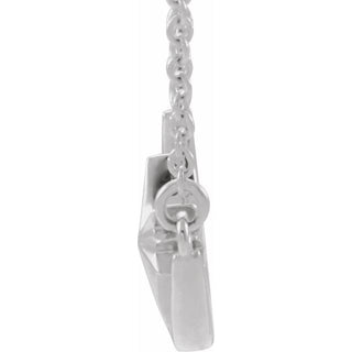 14K White Crescent Moon & Star 16-18" Necklace   