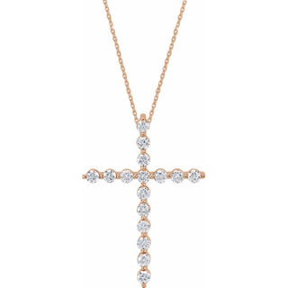 14K Rose 1/4 CTW Natural Diamond Cross 18" Necklace