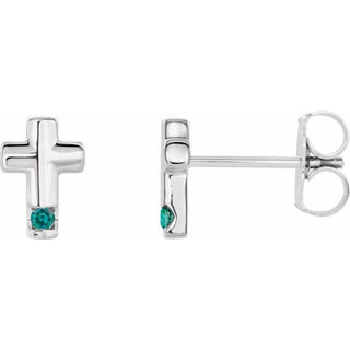 Platinum Natural Alexandrite Cross Earrings