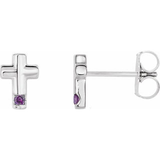 Sterling Silver Natural Alexandrite Cross Earrings