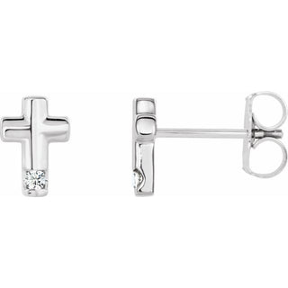 Platinum .03 CTW Natural Diamond Cross Earrings          
