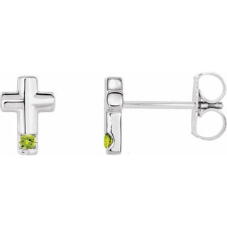 Sterling Silver Natural Peridot Cross Earrings