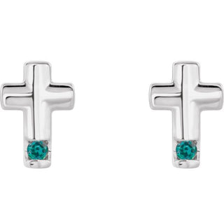 Sterling Silver Natural Alexandrite Cross Earrings