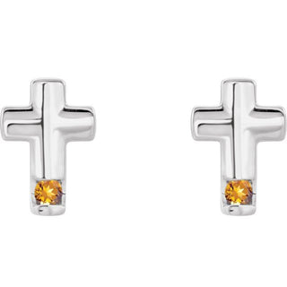 Sterling Silver Natural Citrine Cross Earrings