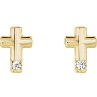 14K Yellow .03 CTW Natural Diamond Cross Earrings          