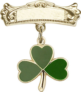 14kt Gold Filled Badge Pin Shamrock Baby Badge