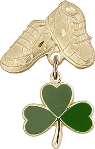 14kt Gold Filled Baby Boots Shamrock Baby Badge