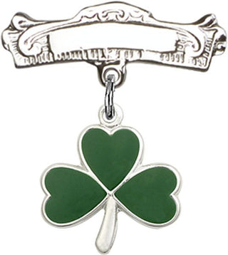 Sterling Silver Badge Pin Shamrock Baby Badge