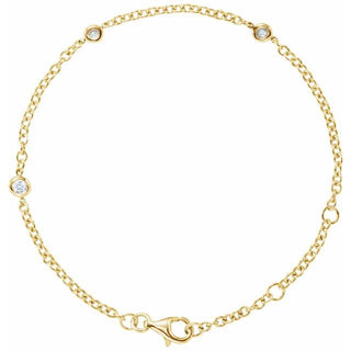 14K Yellow 1/6 CTW Natural Diamond Bezel-Set 3-Station 5 1/2-7" Bracelet