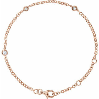 14K Rose 1/6 CTW Natural Diamond Bezel-Set 3-Station 5 1/2-7" Bracelet