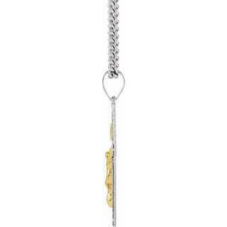 Sterling Silver & 14K Yellow 28x16.2 mm Crucifix 24" Necklace