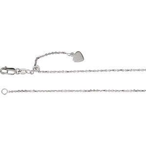 22-inch Adjustable Cable Chain with Lobster Clasp - 14K White Gold