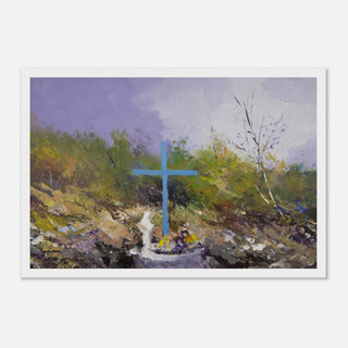 Abstract Teal Cross Landscape Framed Print - view 2
