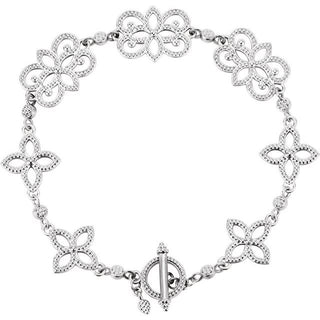 14K White Floral 7 3/4" Bracelet