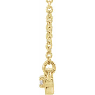 14K Yellow .05 CTW Natural Diamond Sideways Cross Bar 18" Necklace  