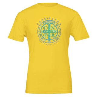 St. Benedict Medal Teal and Blue T-Shirt - view 4