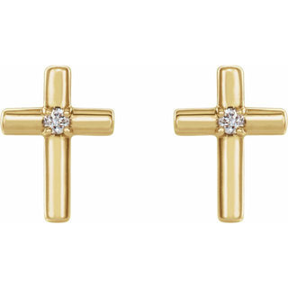 14K Yellow .01 CTW Natural Diamond Cross Earrings 