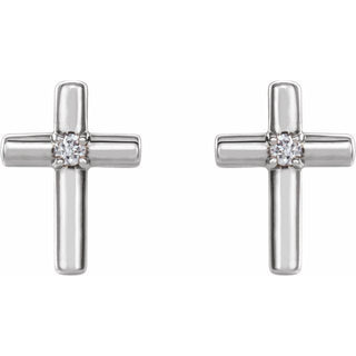 Sterling Silver .03 CTW Natural Diamond Cross Earrings
