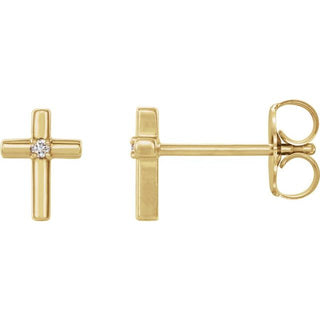 14K Yellow .03 CTW Natural Diamond Cross Earrings