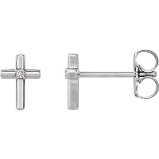 Platinum .06 CTW Natural Diamond Cross Earrings 