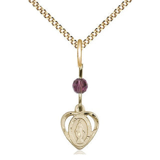14kt Gold Filled Miraculous Medal with an Amethyst bead Religious and Catholic Jewelry