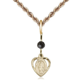 14kt Gold Miraculous Medal with a Black bead