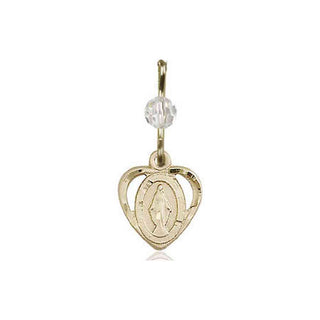 14kt Gold Filled Miraculous Medal with a Crystal bead