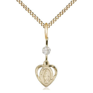 14kt Gold Filled Miraculous Medal with Crystal bead Religious and Catholic Jewelry