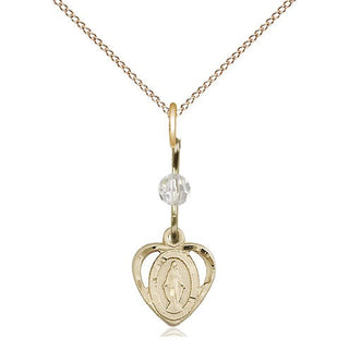 14kt Gold Miraculous Medal with a Crystal bead