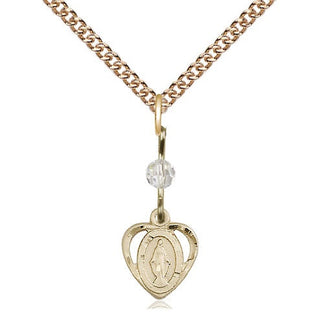 14kt Gold Miraculous Medal with a Crystal bead