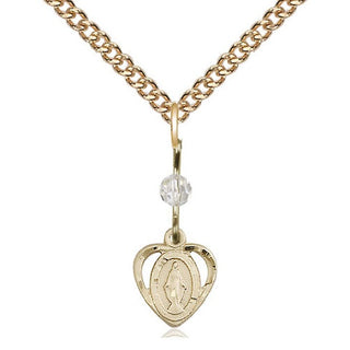 14kt Gold Miraculous Medal with a Crystal bead