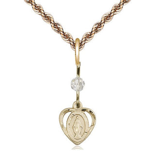 14kt Gold Miraculous Medal with a Crystal bead