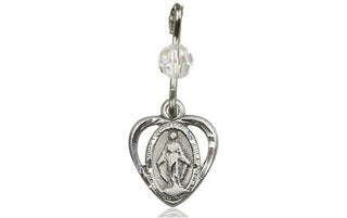 Sterling Silver Miraculous Medal with a Crystal bead