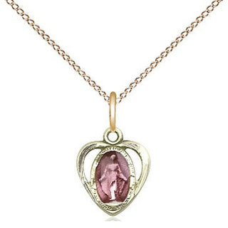 14kt Gold Filled Miraculous Heart w/Epoxy Medal Religious and Catholic Jewelry