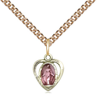 14kt Gold Filled Miraculous Heart w/Epoxy Medal Religious and Catholic Jewelry