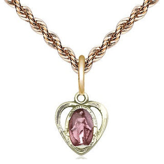14kt Gold Filled Miraculous Heart w/Epoxy Medal Religious and Catholic Jewelry