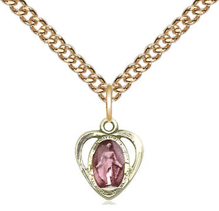 14kt Gold Miraculous Heart w/Epoxy Medal