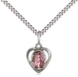 Pewter Miraculous Heart w/Epoxy Medal Religious and Catholic Jewelry