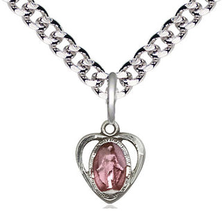 Pewter Miraculous Heart w/Epoxy Medal Religious and Catholic Jewelry