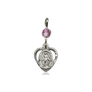 Sterling Silver Miraculous Medal with a Light Amethyst bead