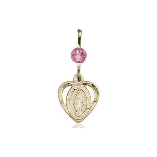 14kt Gold Miraculous Medal with a Rose bead