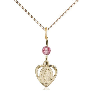 14kt Gold Miraculous Medal with a Rose bead