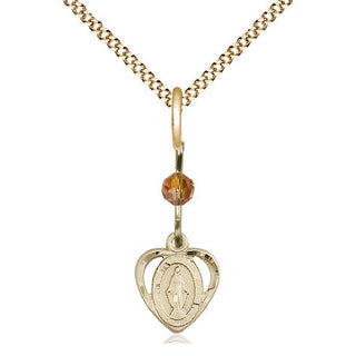 14kt Gold Filled Miraculous Medal with Topaz bead Religious and Catholic Jewelry
