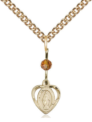 14kt Gold Miraculous Medal with a Topaz bead