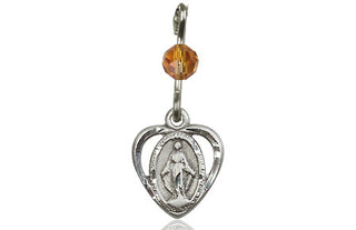 Sterling Silver Miraculous Medal with a Topaz bead