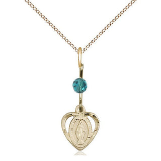 14kt Gold Filled Miraculous Medal with Zircon bead Religious and Catholic Jewelry