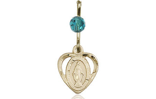 14kt Gold Miraculous Medal with a Zircon bead