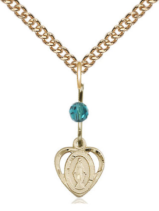 14kt Gold Miraculous Medal with a Zircon bead